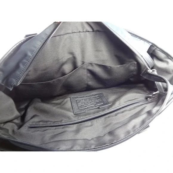 Coach Thompson Mixed Media Puffer Weekender Tote Black Olive Green Nylon Suede